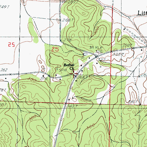 Topographic Map of Bethel Church, MS