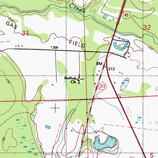 Topographic Map of Bethel Church, MS