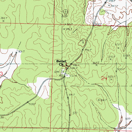Topographic Map of Bethel Church, MS