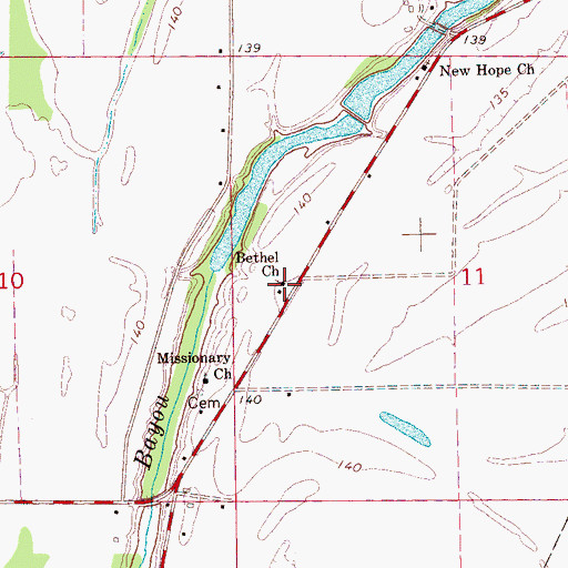 Topographic Map of Bethel Church, MS