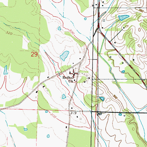 Topographic Map of Bethel Baptist Church, MS