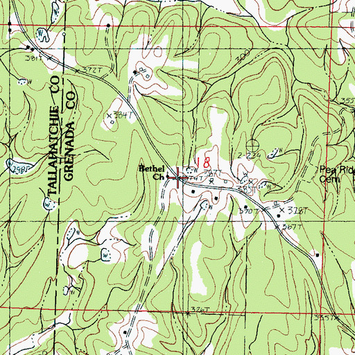Topographic Map of Bethel Church, MS