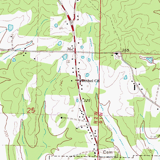 Topographic Map of Bethel Primitive Baptist Church, MS