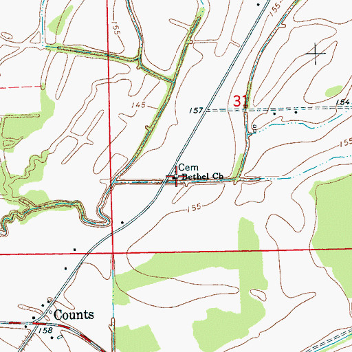 Topographic Map of Bethel Church, MS