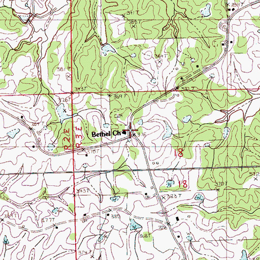 Topographic Map of Bethel Church, MS