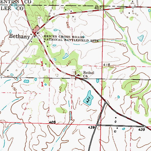 Topographic Map of Bethel Church, MS