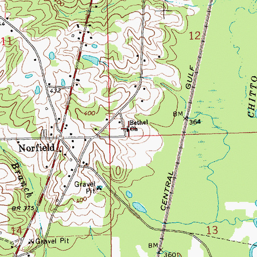 Topographic Map of Bethel Church, MS