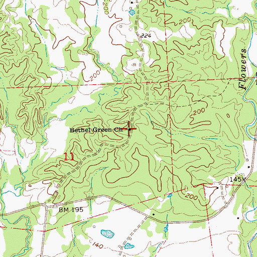 Topographic Map of Bethel Green Church, MS