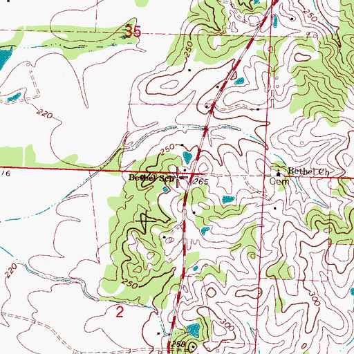 Topographic Map of Bethel School, MS