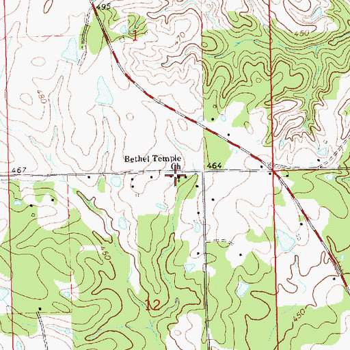 Topographic Map of Bethel Temple Church, MS