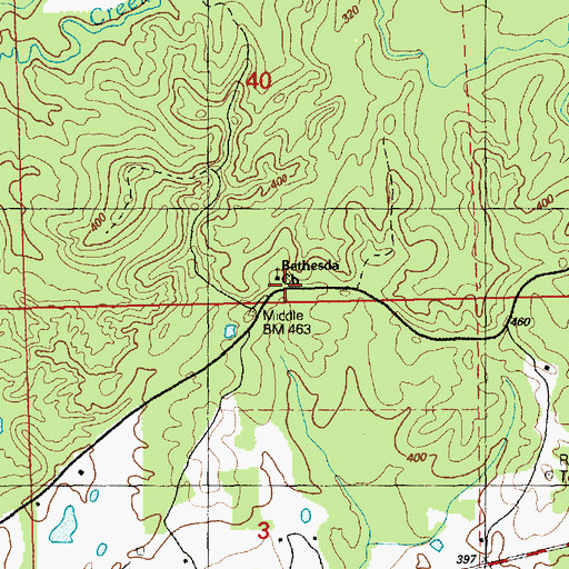 Topographic Map of Bethesda Church, MS