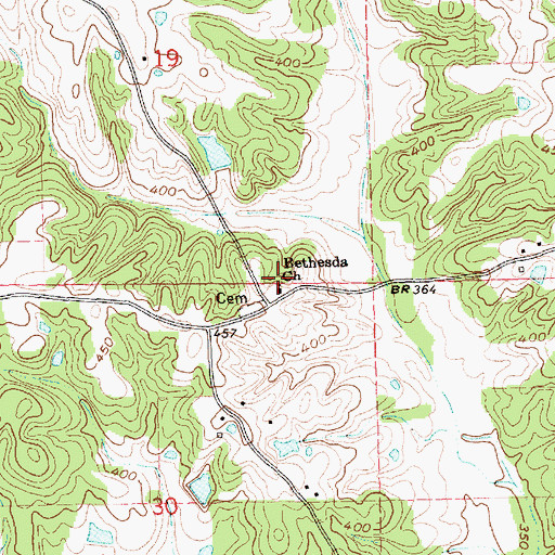 Topographic Map of Bethesda Church, MS