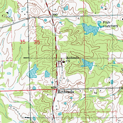 Topographic Map of Bethesda Church, MS