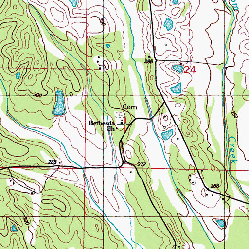 Topographic Map of Bethesda Baptist Church, MS