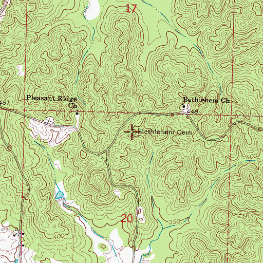 Topographic Map of Bethlehem Cemetery, MS