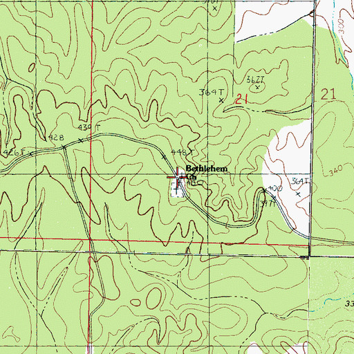 Topographic Map of Bethlehem Cemetery, MS