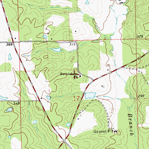 Topographic Map of Bethlehem Church, MS