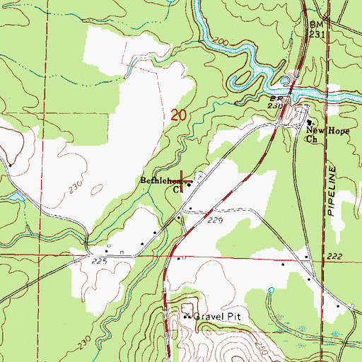 Topographic Map of Bethlehem Church, MS