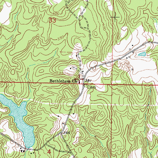 Topographic Map of Bethlehem Church, MS