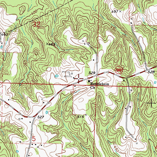 Topographic Map of Bethlehem Church, MS