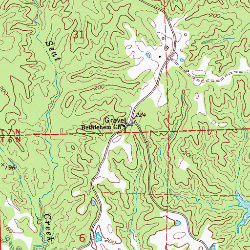Topographic Map of Bethlehem Church, MS
