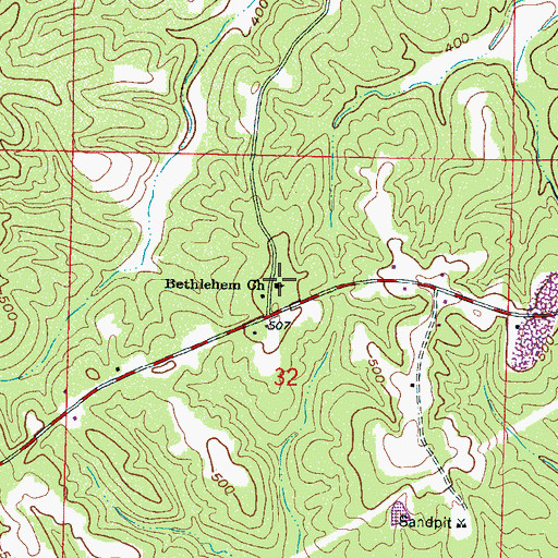 Topographic Map of Bethlehem Church, MS