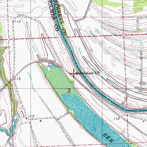 Topographic Map of Bethlehem Church, MS