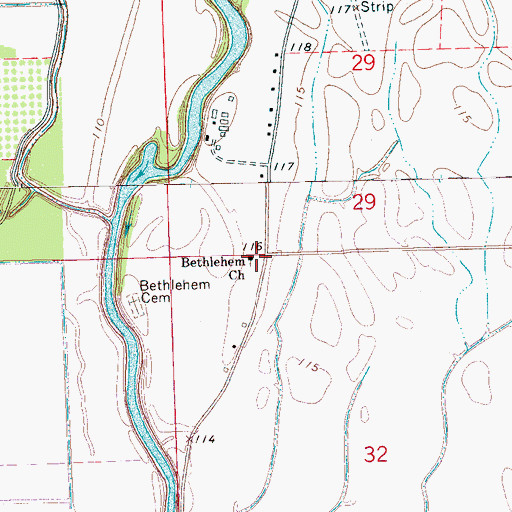 Topographic Map of Bethlehem Church, MS