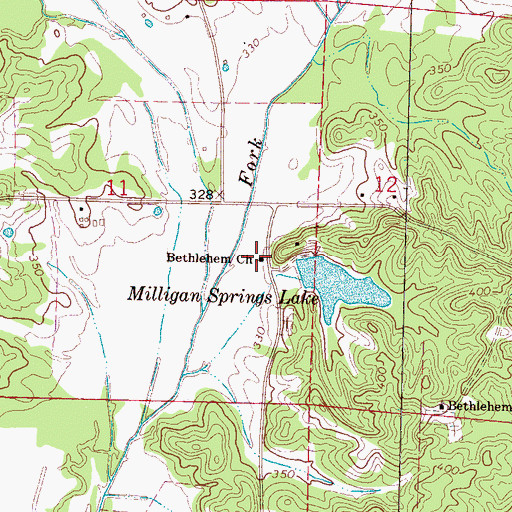 Topographic Map of Bethlehem Church, MS