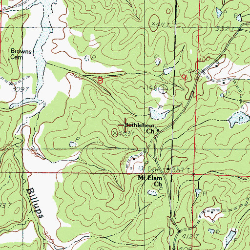 Topographic Map of Bethlehem Church, MS