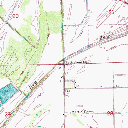 Topographic Map of Bethlehem Church, MS