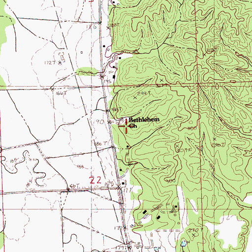 Topographic Map of Bethlehem Church, MS