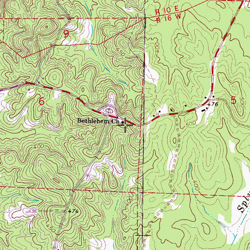Topographic Map of Bethlehem Church, MS
