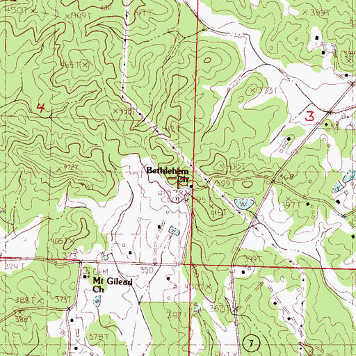 Topographic Map of Bethlehem Church, MS