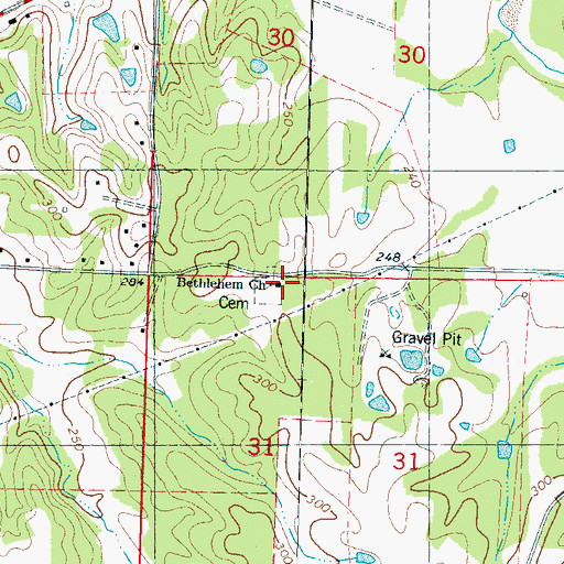 Topographic Map of Bethlehem Church, MS