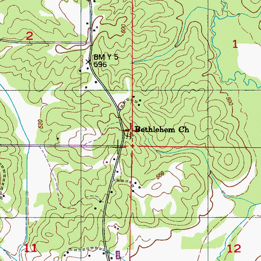 Topographic Map of Bethlehem Church, MS