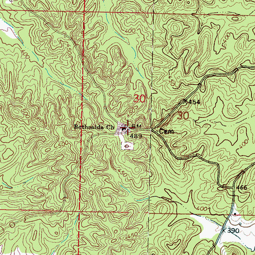 Topographic Map of Bethsaida Church, MS
