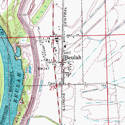 Topographic Map of Beulah, MS