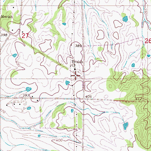 Topographic Map of Beulah Cemetery, MS