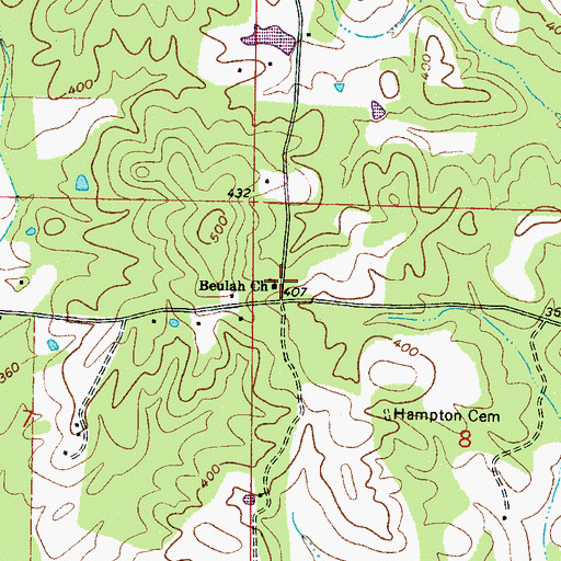 Topographic Map of Beulah Church, MS