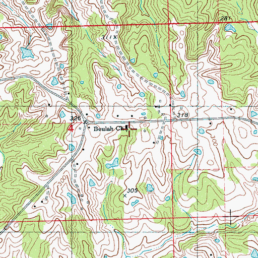 Topographic Map of Beulah Church, MS