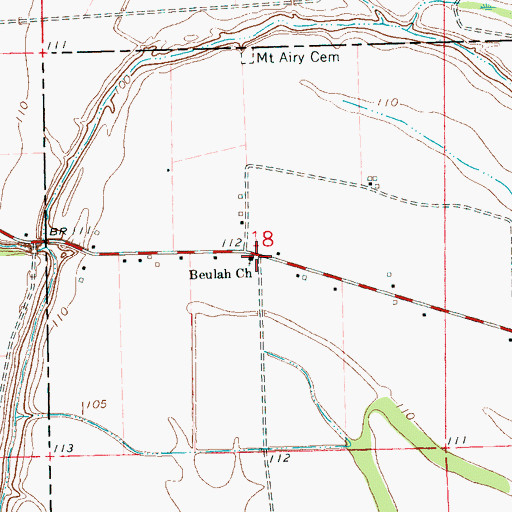 Topographic Map of Beulah Church, MS