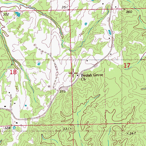 Topographic Map of Beulah Grove Church, MS