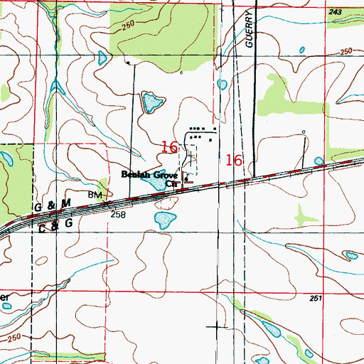 Topographic Map of Beulah Grove Church, MS