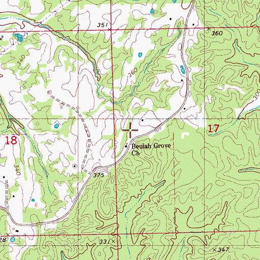Topographic Map of Beulah Grove School, MS