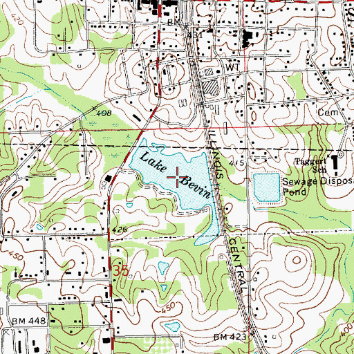 Topographic Map of Lake Bevin, MS