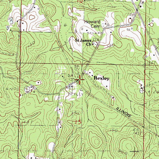 Topographic Map of Bexley, MS