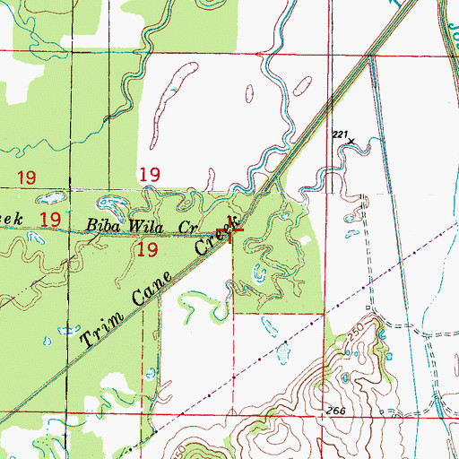 Topographic Map of Biba Wila Creek, MS
