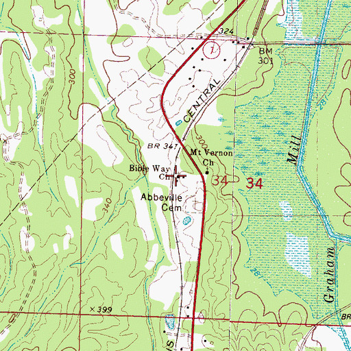 Topographic Map of Bible Way Church, MS