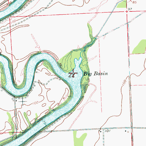 Topographic Map of Big Basin, MS